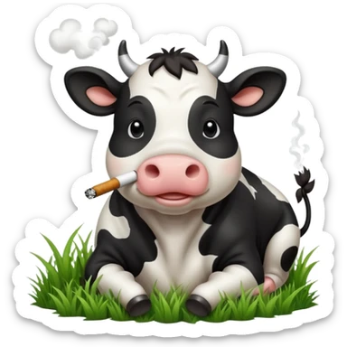 cute cow smoke weed sticker