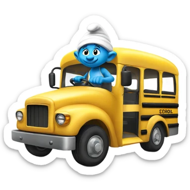 Smurf driving a school bus sticker