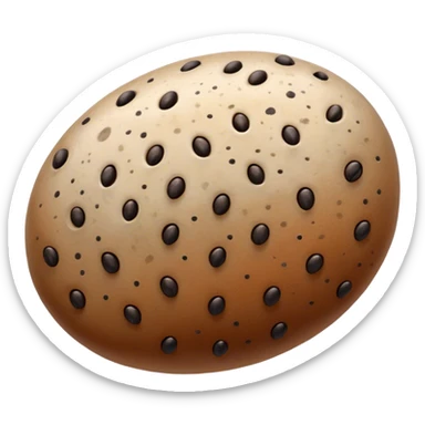 realistic seed, detailed macro close-up, textured surface with natural patterns, shades of brown and little beige with a few small equal sized distinctive black speckles, oval-shaped, glossy, studio lighting, sharp focus, high-resolution photography, isolated on neutral background sticker