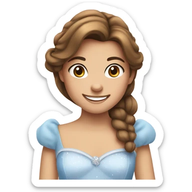 smiling girl with brown hair dressed as Cinderella sticker