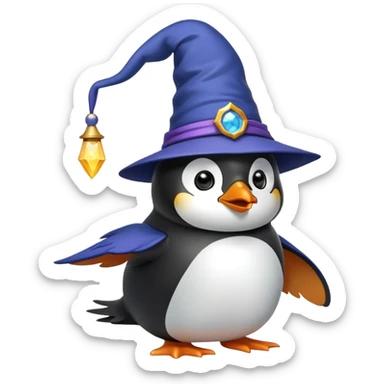 An penguin with a Wizard hat and His Wing in Front of His mouth. This Emoji should BE AS simple and easy to Draw AS possible sticker