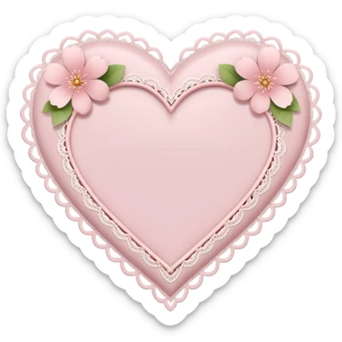 heart with sakura and a delicate lace border sticker