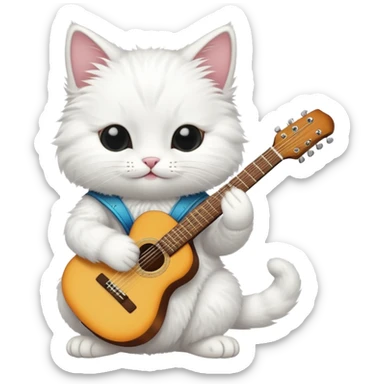 un gatto bianco che suona la chitarra sticker