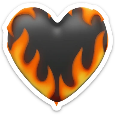 Black heart on fire sticker