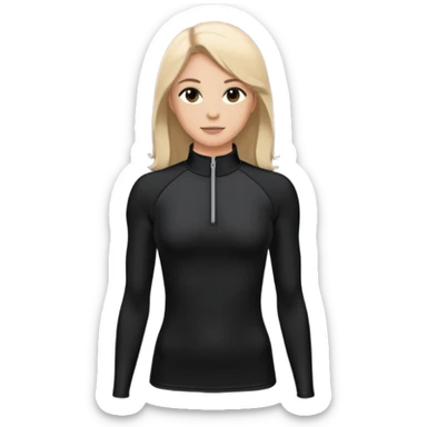 Black athletic quarter-zip top with spandex material and collar sticker