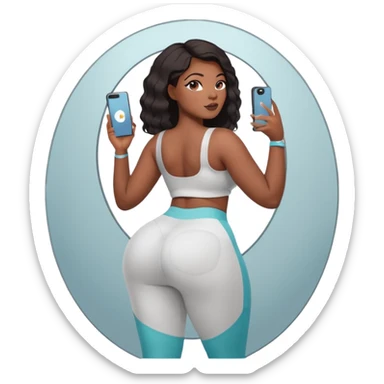 a slim thick baddie black girl taking a picture in the mirror with a really big butt sticker