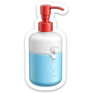 foam pump bottle object icon, soap dispenser with foam on top, glossy plastic, 3D cartoon, mobile game icon style, centered, clean background, no text, no watermark
 sticker