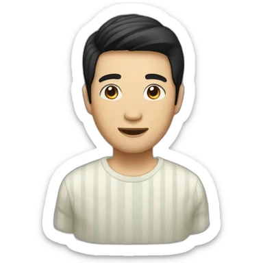 asian male with curtains haircut black hair sticker
