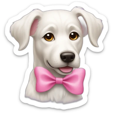 white dog with a pink bow sticker