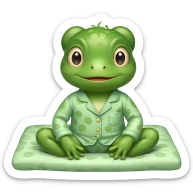 cute baby frog on bed pijama sticker