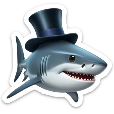 Shark with a top hat sticker