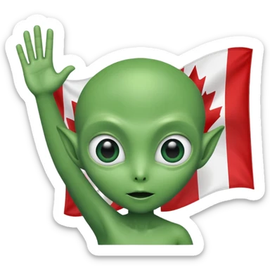 Aliens aluting Canadian flag sticker