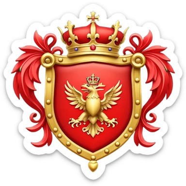 Royal crest (mainly red) sticker