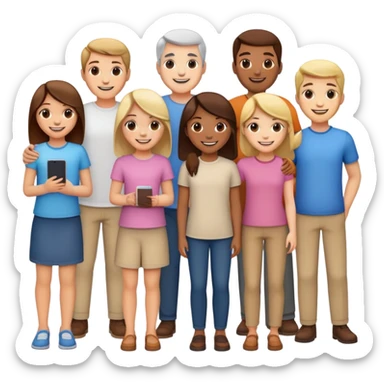 five people team standing together sticker