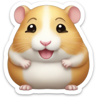 Hamster with chubby cheeks and rings on teeth sticker