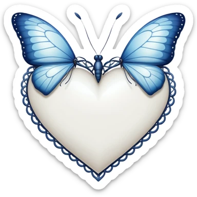 white heart with a butterfly border sticker