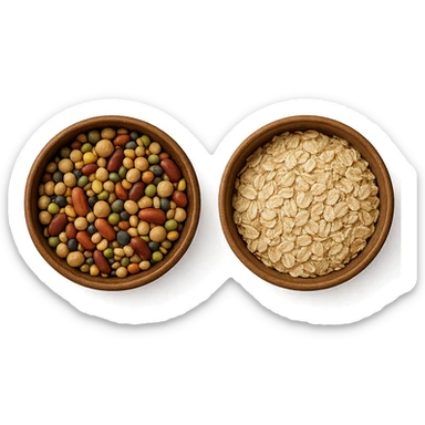 BOWL DI LEGUMI INSIEME A BOWL DI FIOCCHI DI AVENA,  iperrealistico 4k sticker