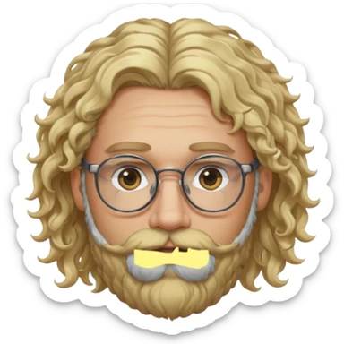 blond man with beard and spectacles and long curly hair and piercings  sticker