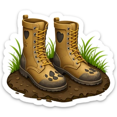 pair of boot shoeprints in the grass sticker