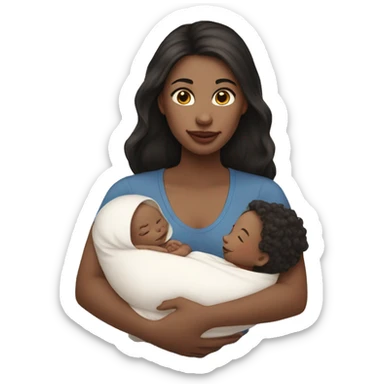 mom holding newborn baby girl with white skin dark hair and white skin newborn white girl baby sticker