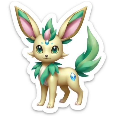 Shiny Cool Sparkly Cute Ethereal Leafeon-Sylveon-Fakemon-hybrid-fusion- full body sticker