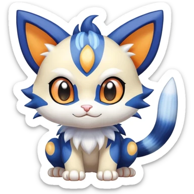 Shiny Cute Adorable Meowth-Shinx-Meowstic-Hybrid-Creature with pattern-markings sticker