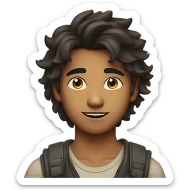 young handsome Indian boy with messy hair and fair skin with sharp jawline and small eyes sticker