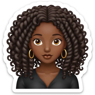 Black woman with long black ringlet curls sticker