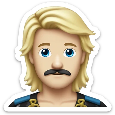 Male pirate black moustache black sash blond hair blue eyes sticker