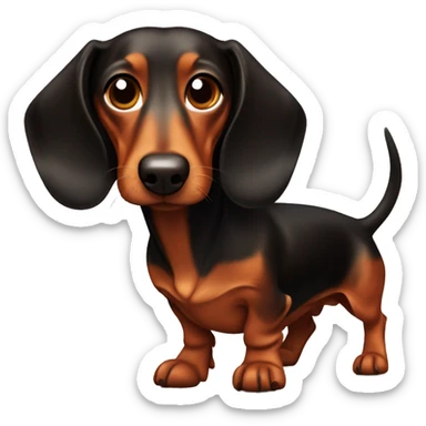 Red short haired dachshund with a black and brown long haired dachshund sticker