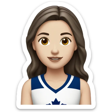 White girl medium long dark brown hair Toronto maple leafs jersey sticker