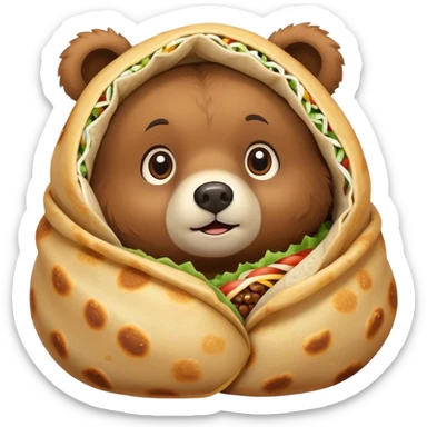Cute bear in a burrito  sticker