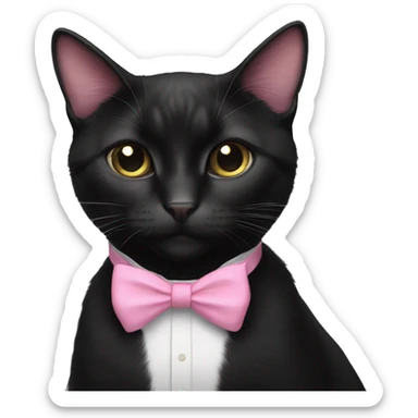 aesthetic black cat with pink bow tie sticker