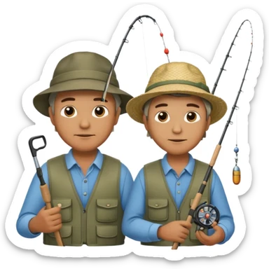father and son fishing sticker
