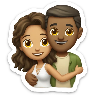 Latina island girl with Caucasian fisherman husband in love on an island  sticker