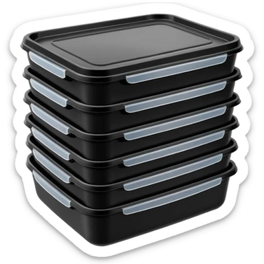 stacked black meal prep containers sticker