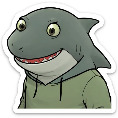 Shark wearing hoodie sticker