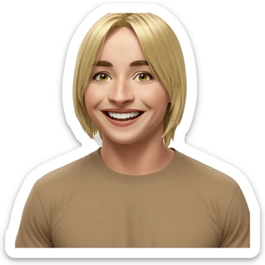 smiling boy with blonde hair sticker