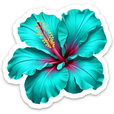 Turquoise hibiscus flower  sticker
