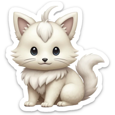 White furry romantic vintage antique divine beautiful elegant pretty precious cute young youthful  Fakémon-Pokémon-hybrid-creature sticker
