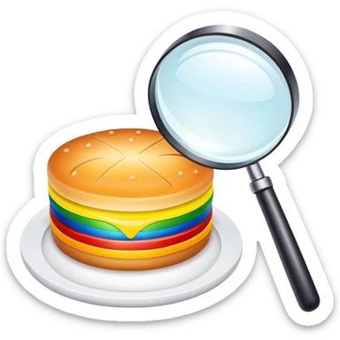 a rainbow meal and magnifier sticker