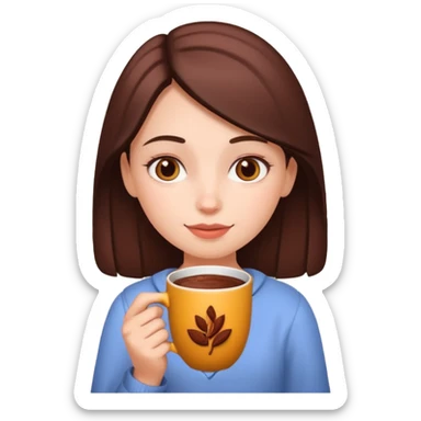 Home vibes, and girl with cacao in hands sticker