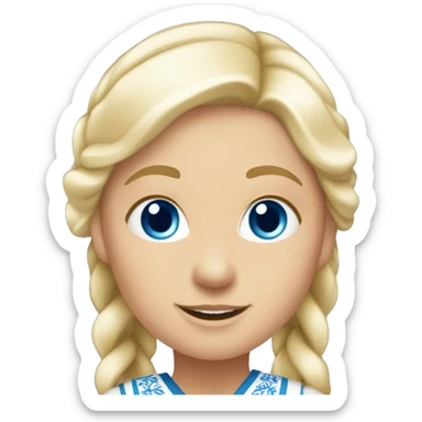 A girl with blond her blue eyes wearing a norwigan bunad from øst Telemark  sticker