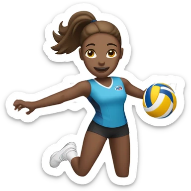 girl with white skin and brown hair playing volleyball sticker