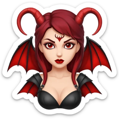 Lilith symbol seductress evil brow haired sexy succubus woman with leather on sticker
