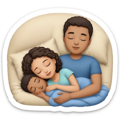 Couple sleeping biracial sticker