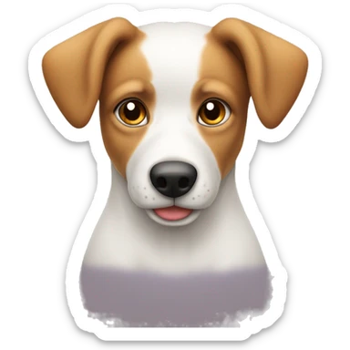 Perro blanco pelo semi largo con la oreja derecha marrón sticker