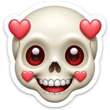 
Cute kawaii skull with a heart shaped nose and eyes are shaped as hearts cartoon -style/cute and transparent for a sticker sticker