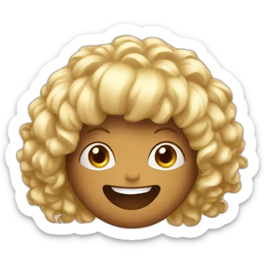 Poo with a blonde wig smiling sticker