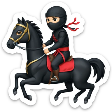 ninja riding horse wearing racing cloth black sticker